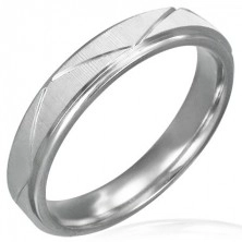 Surgical steel ring - matt color with wide lines