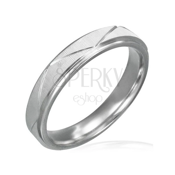 Surgical steel ring - matt color with wide lines