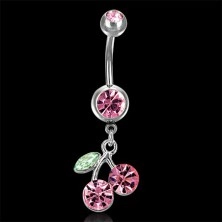 Belly ring with reversible cherry pendant