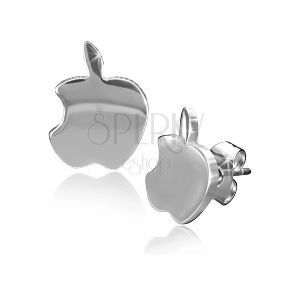 Shiny steel earrings, apples of silver colour