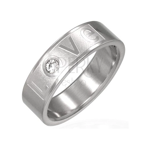 LOVE stainless steel ring with zircon