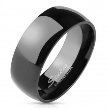 Steel band ring in black colour, glossy and smooth surface, 8 mm