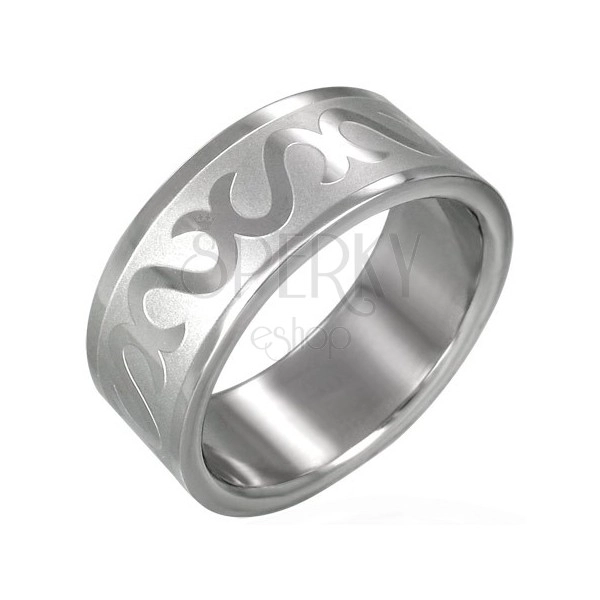 Stainless steel ring - decorative S pattern