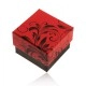 Red and black gift box for ring, motif of flower ornaments
