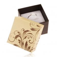 Ring gift box - motif of climbing leaves, yellow and brown combination