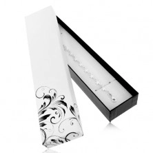 White and black gift box for chain and wristwatch, flower ornament