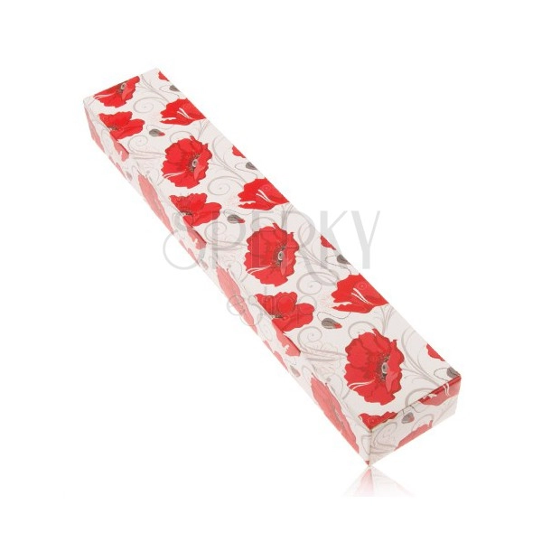 Paper chain or wristwatch gift box, red poppy flowers