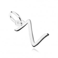 Shiny pendant made of 925 silver, letter "Z", smooth surface