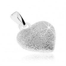 925 silver pendant, convex symmetrical heart with shimmering surface