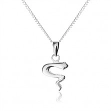 Necklace made of 925 silver, shiny waved snake, delicate adjustable chain