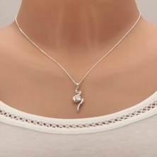 925 silver necklace, asymmetrically waved ribbon, clear zircon