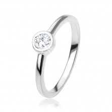 Engagement ring with shimmering round zircon of clear colour, 925 silver