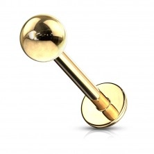 316L steel piercing for lip, chin or above lip, golden colour, glossy ball 