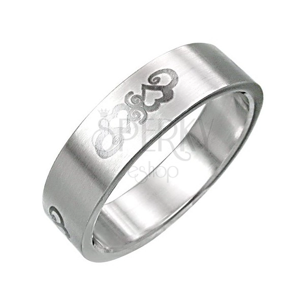 Stainless steel ring with heart ornament