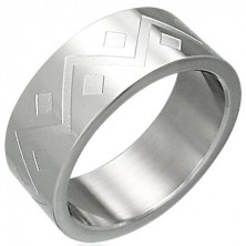 Stainless steel ring - geometric pattern