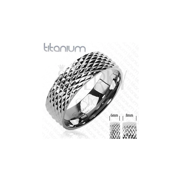 Titanium ring with snakeskin pattern