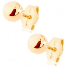 375 gold earrings - small glossy ball, studs
