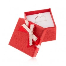 Box for ring or earrings, structured surface, bowknot
