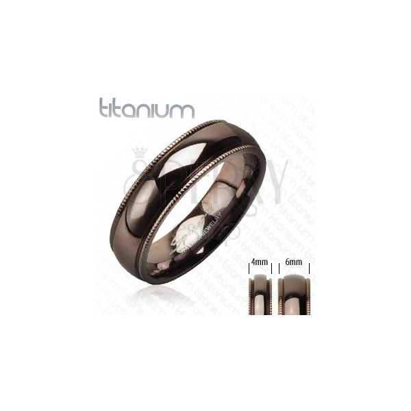 Titanium ring with jagged edges in coffee color