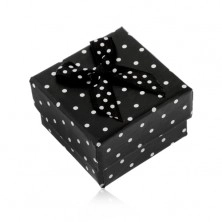 Paper box for ring or earrings, black with white polka dots