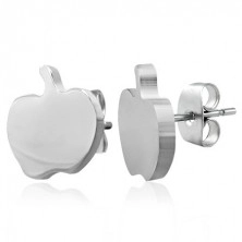 Stud steel earrings in silver colour - apple