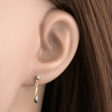 Earrings made of 14K gold - two-tone elongated tear with cutout