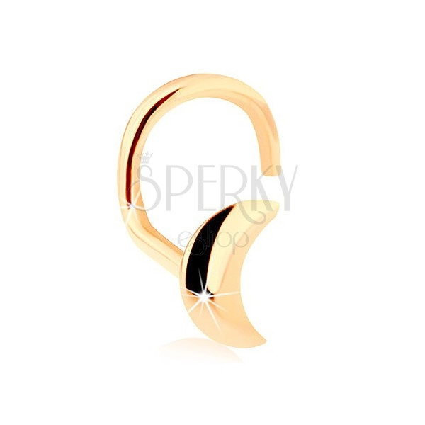 Gold curved nose piercing 585, shiny crescent