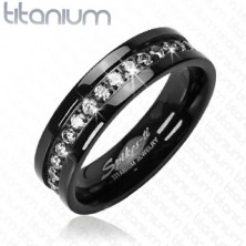 Black titanium ring with embedded zircons alongside whole perimeter