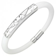 Round rubber bracelet - ornament, white colour