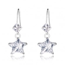 925 silver earrings, clear Swarovski crystals, rhombus, star