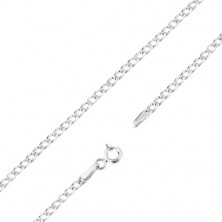 375 gold chain - rhodium-plated, flat oval links, 450 mm