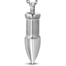 Steel pendant of silver colour - bullet with glossy peak pike