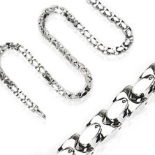 Chain made of surgical steel, shiny diagonally joined H-links, silver colour