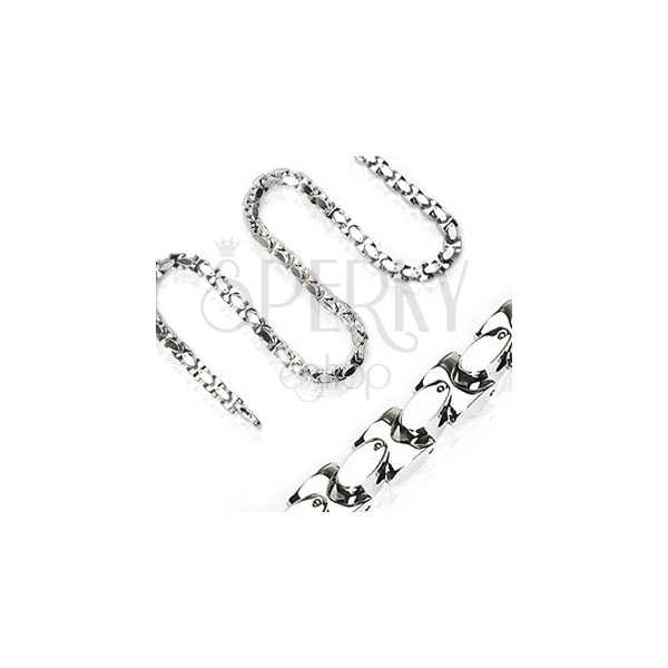 Chain made of surgical steel, shiny diagonally joined H-links, silver colour