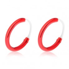 Hoop 925 silver earrings, thin circle with coloured enamel, 10 mm
