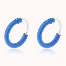 Earrings made of 925 silver, thin circle in pastel colours, 8 mm