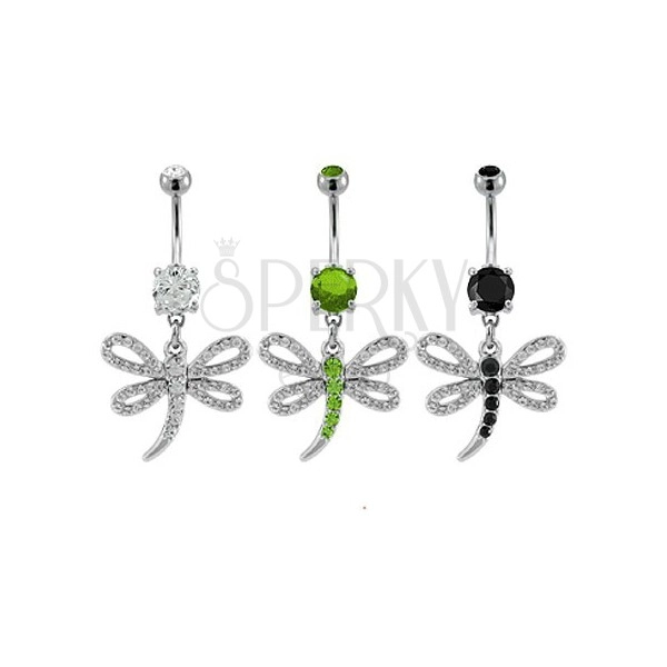 Zirconic dragonfly belly button ring