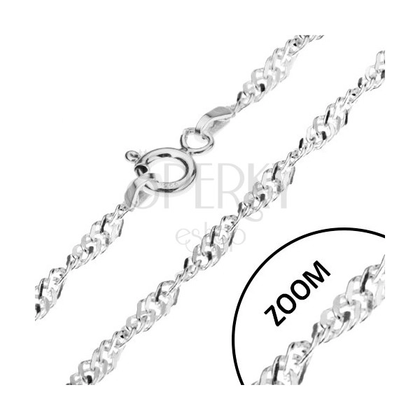 925 silver chain, spiral effect, flat links, width 2,4 mm, length 455 mm