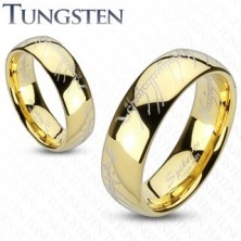 Tungsten ring in gold hue, The Lord of the Rings text motif, 8 mm