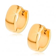Shiny earrings made of surgical steel with rounded surface in yellow hue