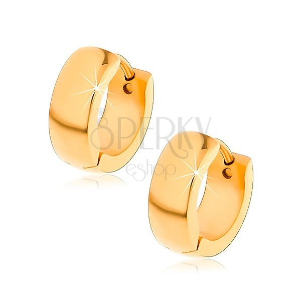 Shiny earrings made of surgical steel with rounded surface in yellow hue