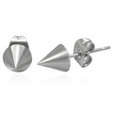 Stud 316L steel earrings in silver colour, shiny cone