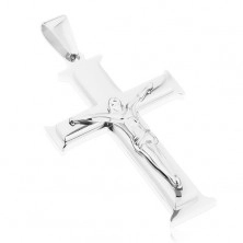 Surgical steel pendant - Latin cross with the crucified Jesus Christ