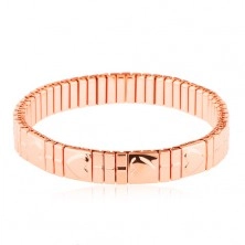 Extensible surgical steel bracelet, copper hue, protruding hearts
