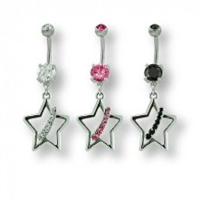 Star belly ring with zircons