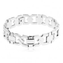 Surgical steel bracelet, silver colour, X-links, high gloss 