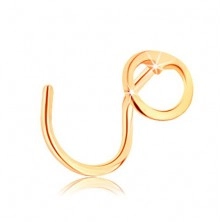 585 gold nose piercing, curved - small circle with cut-out heart