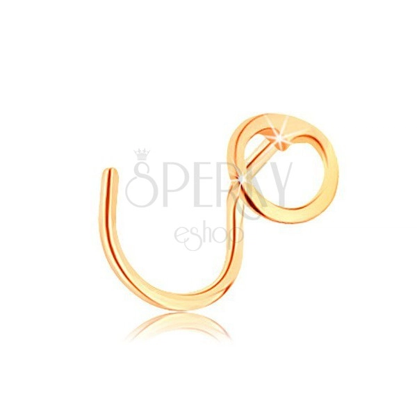 585 gold nose piercing, curved - small circle with cut-out heart