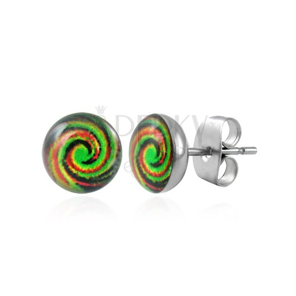 Steel earrings - GAY PRIDE - rainbow spiral, studs