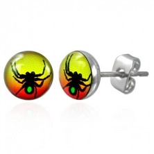 Stud steel earring with spider